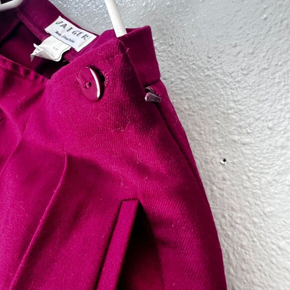 Jaeger Womens High-Waisted Pleated 100% pure Wool Trousers XS Fuchsia Pink 80's - Picture 10 of 13